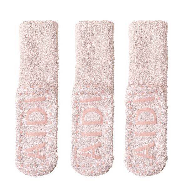 

3 пары женских плюшевых носков Crew с противоскользящей подошвой, толстой флисовой подкладкой и уютной теплой посадкой Anna-Kaci, Pink