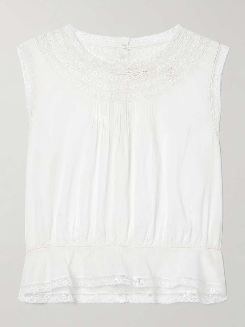 

Топ Lilibet из органического хлопка с вуалью и кружевной отделкой, защипами Dôen, белый