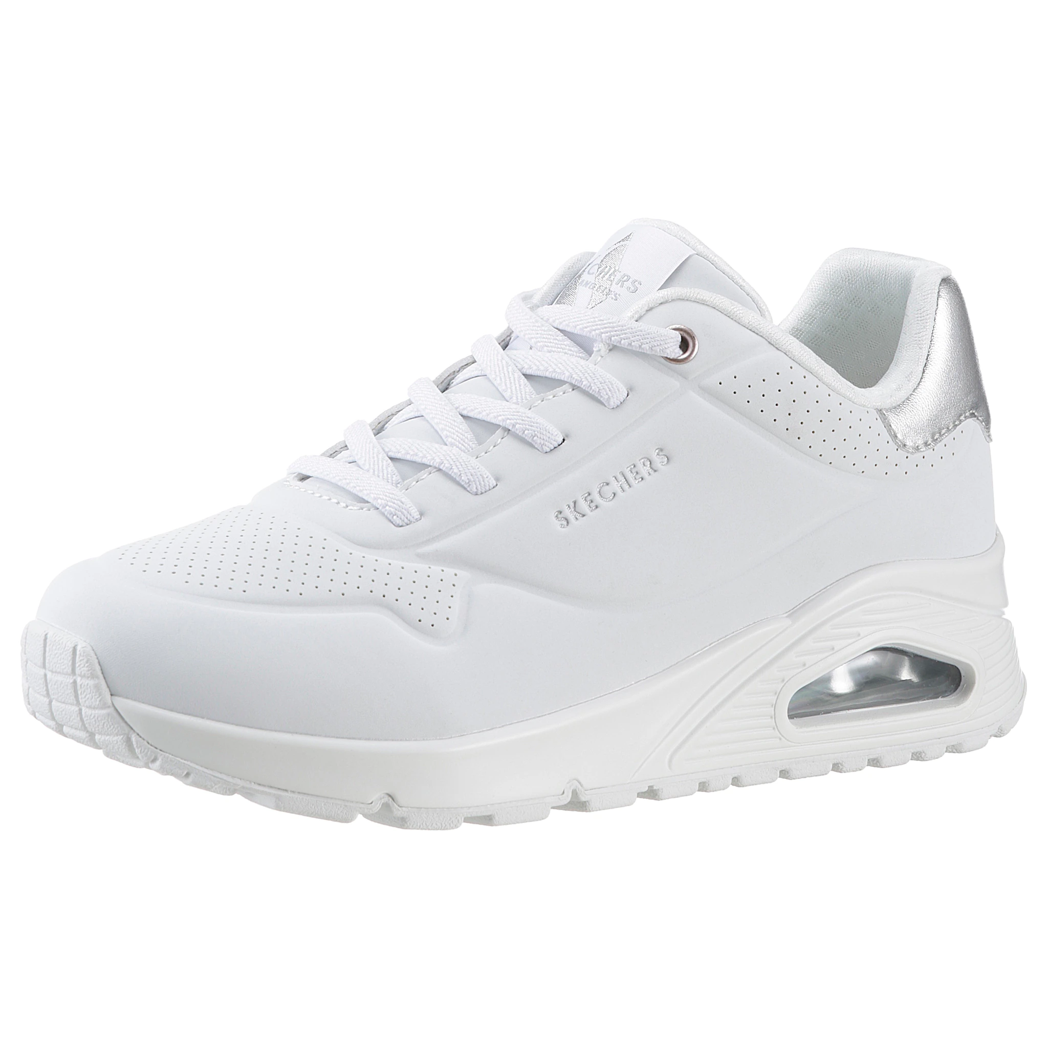 Слипоны Skechers "UNO SHIMMER AWAY", тапочки, повседневная обувь, полуботинки на модной танкетке, серебристый