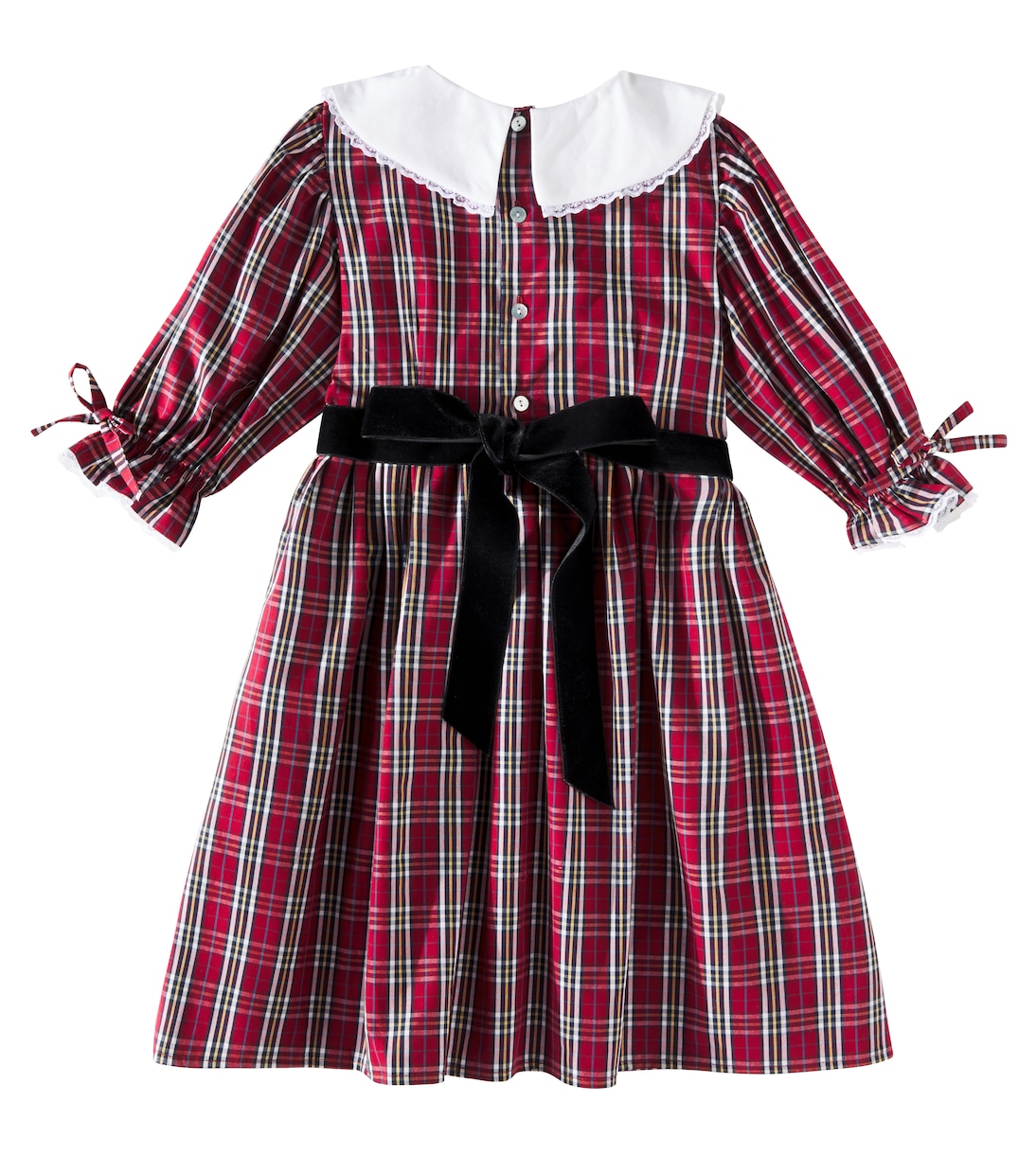 Платье Lizette из хлопка в клетку тартан La Coqueta, Burgundy Tartan — фото 4