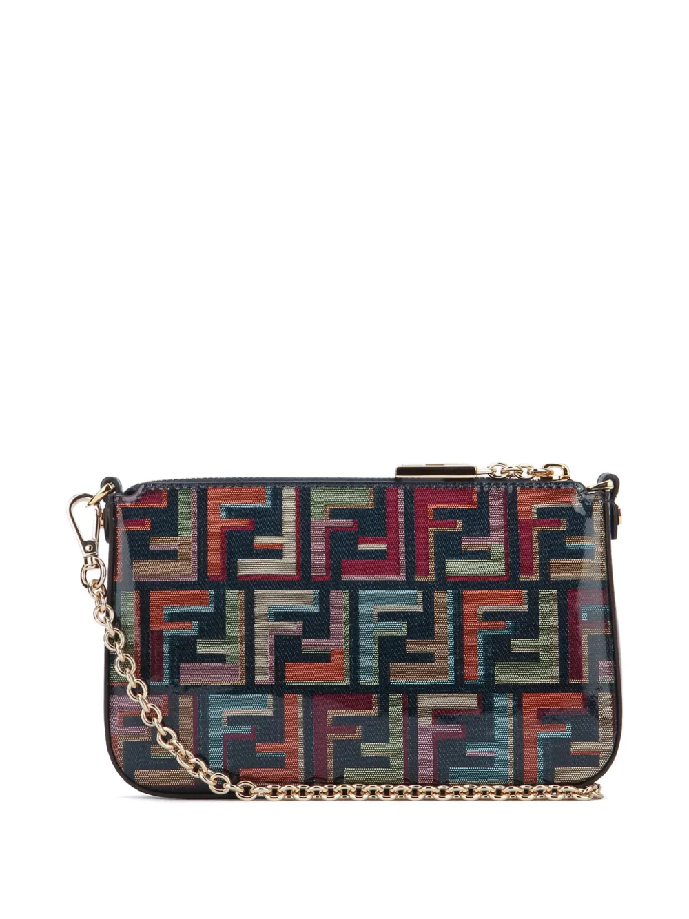 Мини-клатч на цепочке Baguette Fendi, синий — фото 3