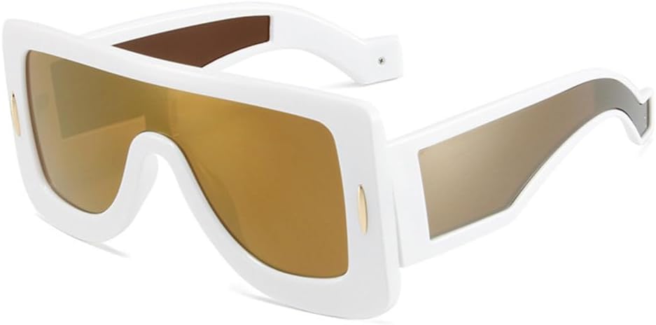 

Модные большие цельные солнцезащитные очки для мужчин, цветные зеркальные очки-маски UV400, женские роскошные солнцезащитные очки с заклепками LVTFCO, White Golden Mirror