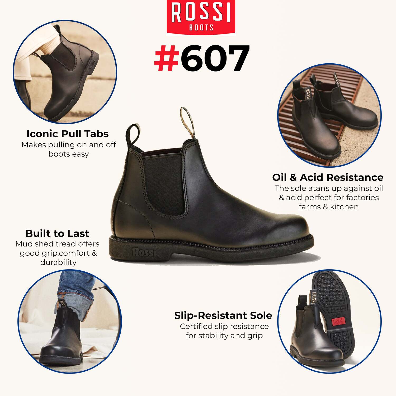 Ботинки челси Rossi 607 Booma из черной кожи Rossi Boots — фото 2