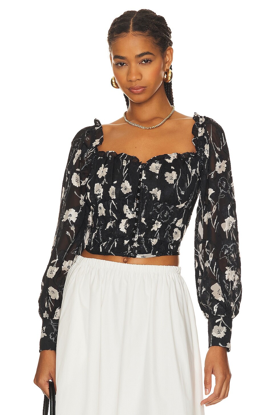 

Топ ASTR the Label Amber, цвет Black & Cream Floral