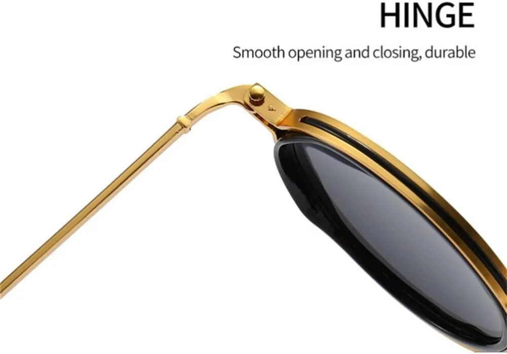 

Мужские поляризованные солнцезащитные очки в металлической круглой оправе, женские солнцезащитные очки в стиле ретро с защитой от УФ-излучения UV400 HDUBFY, Gun Black