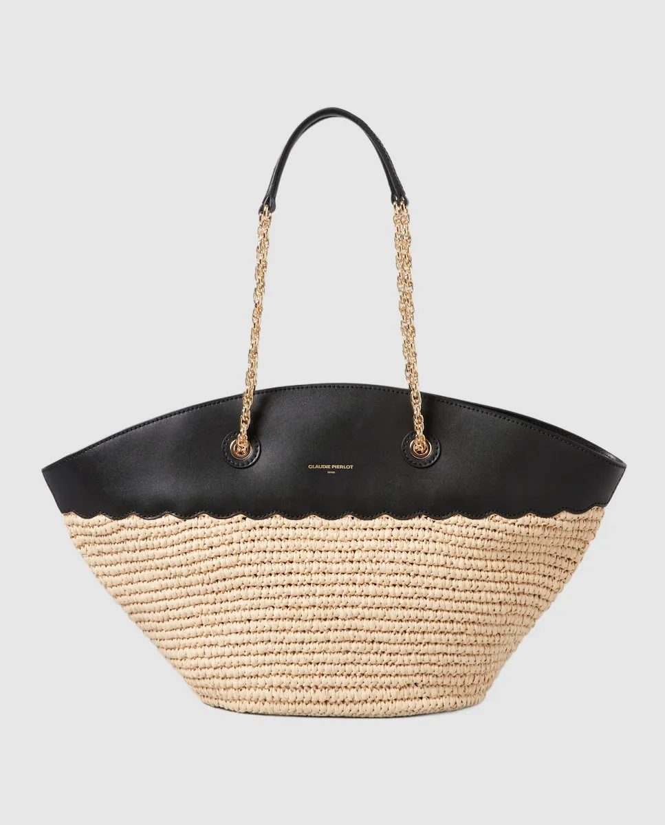 

Сумка из кожи и плетеной ткани Claudie Pierlot, черный