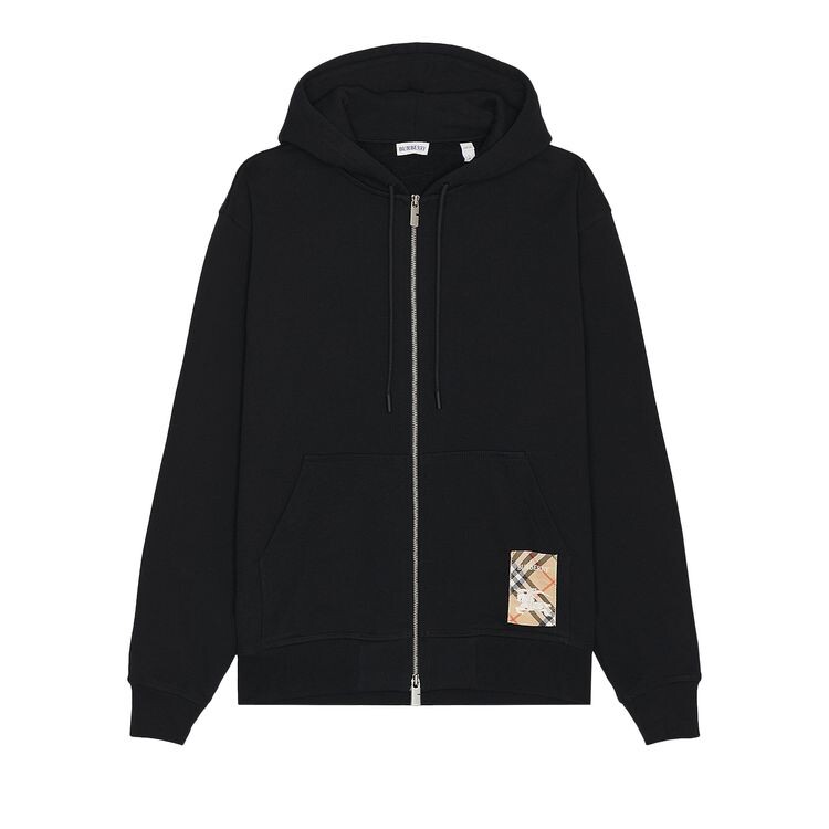 

Худи Burberry Check Label Zip Hoodie Black, черный