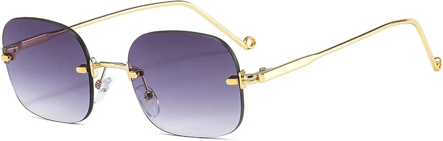 

Солнцезащитные очки с защитой от УФ-излучения UV400 | Маленькие безободковые панк-очки с синими прозрачными линзами | Для женщин и мужчин, для занятий спортом на открытом воздухе и вождения DSVIGF, C2gold-gray