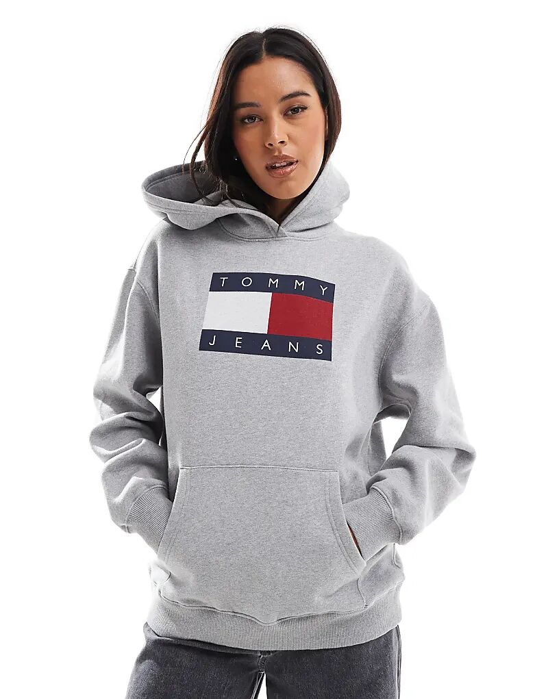 

Меланжевая свободная толстовка серого цвета Tommy Jeans
