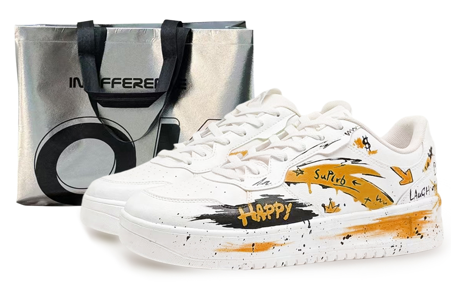 

ANTA Комфортные, нескользящие, амортизирующие, низкие, мужские, кроссовки для скейтбординга, белые, оранжевые, черные