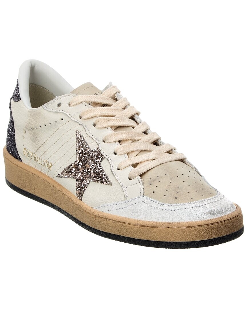 

Кроссовки Golden Goose Ball Star из кожи и блесток, белый