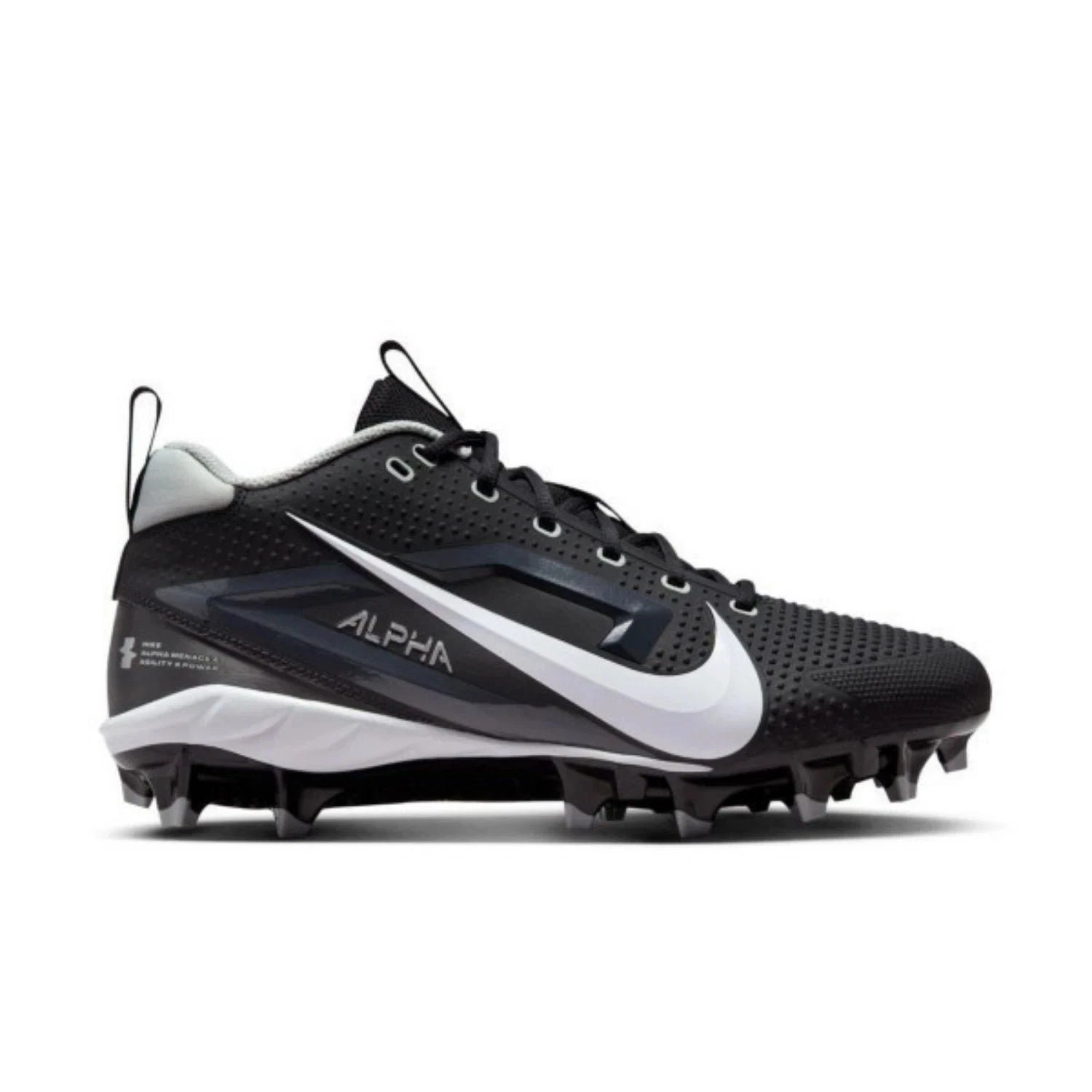 Мужские футбольные бутсы Nike Alpha Menace 4 FN0027-001, черно-белые, модель Varsity, NIN908 — фото 2