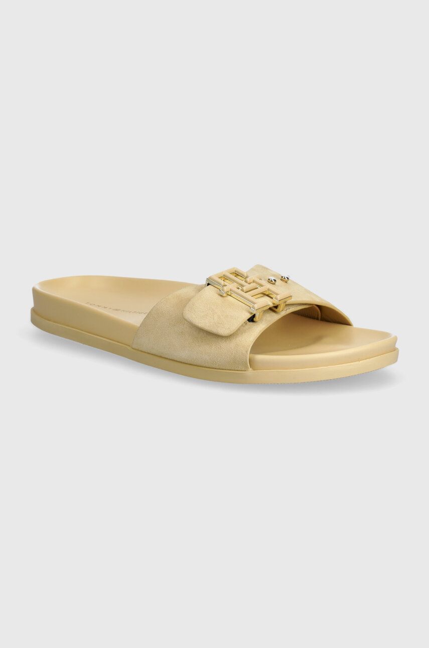 

Замшевые шлепанцы Tommy Hilfiger TH HARDWARE SUEDE FLAT SANDAL, бежевый