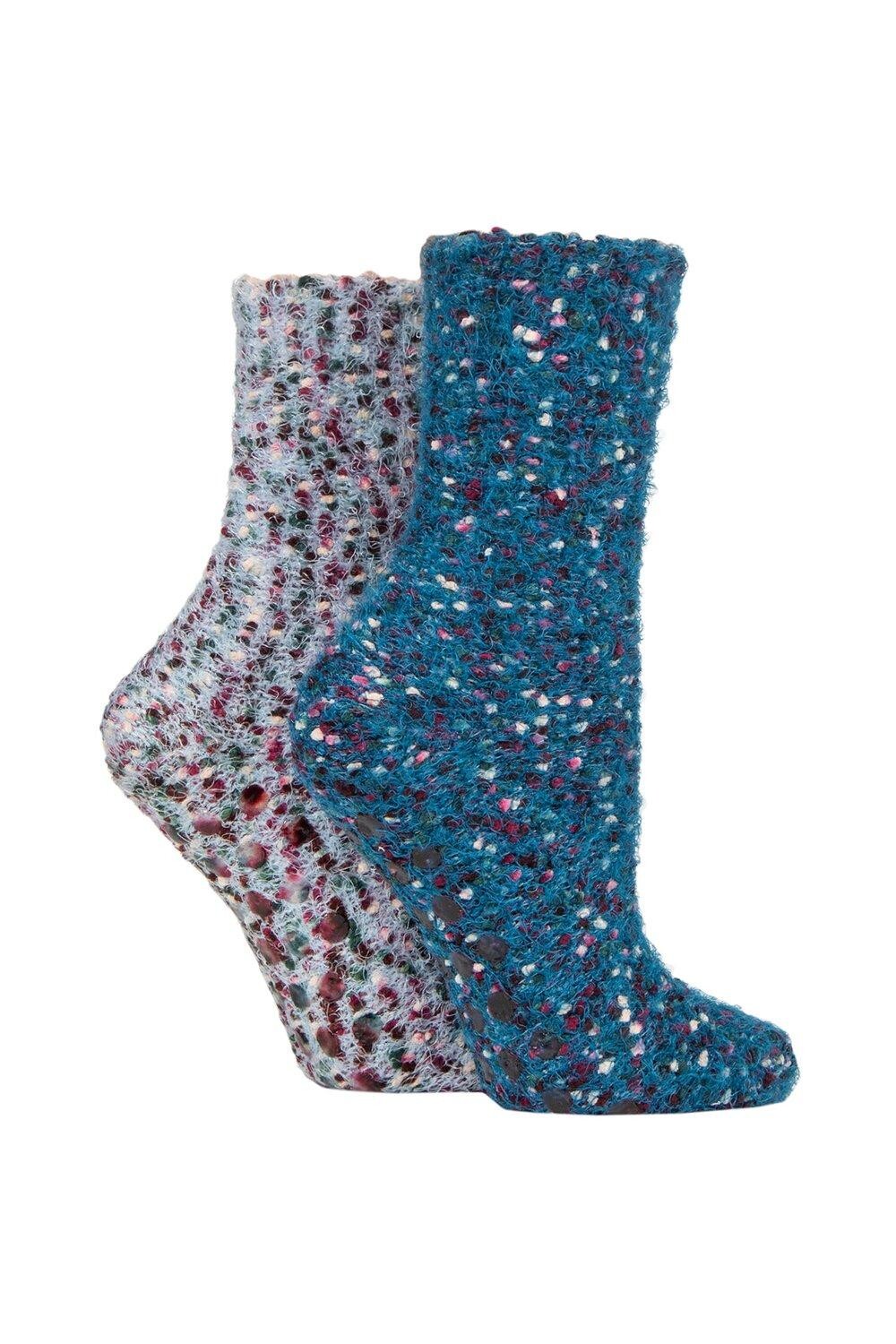

2 пары носков-тапочек с перьями попкорна и ручкой SOCKSHOP, синий