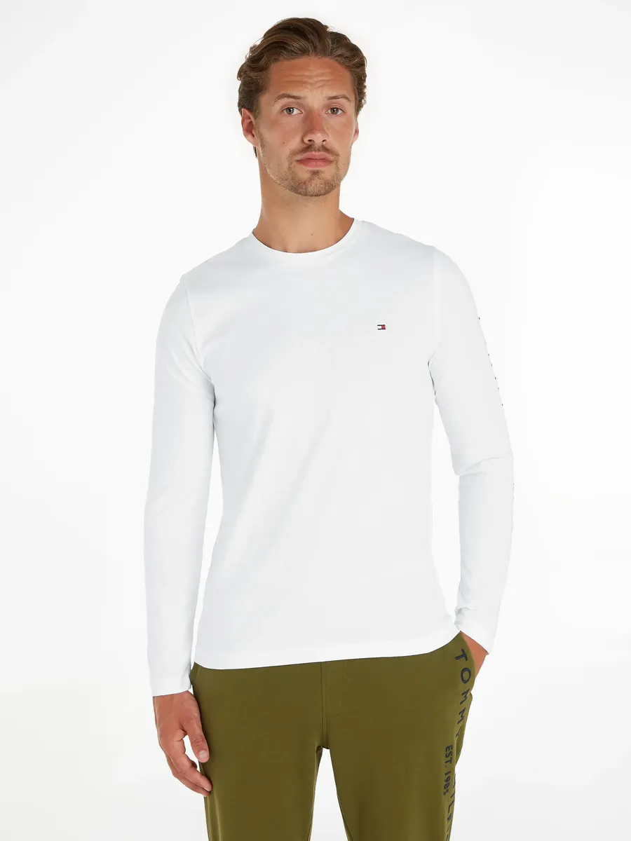 

Футболка с длинными рукавами Tommy Hilfiger "TOMMY LOGO LONG SLEEVE" с логотипом, белый