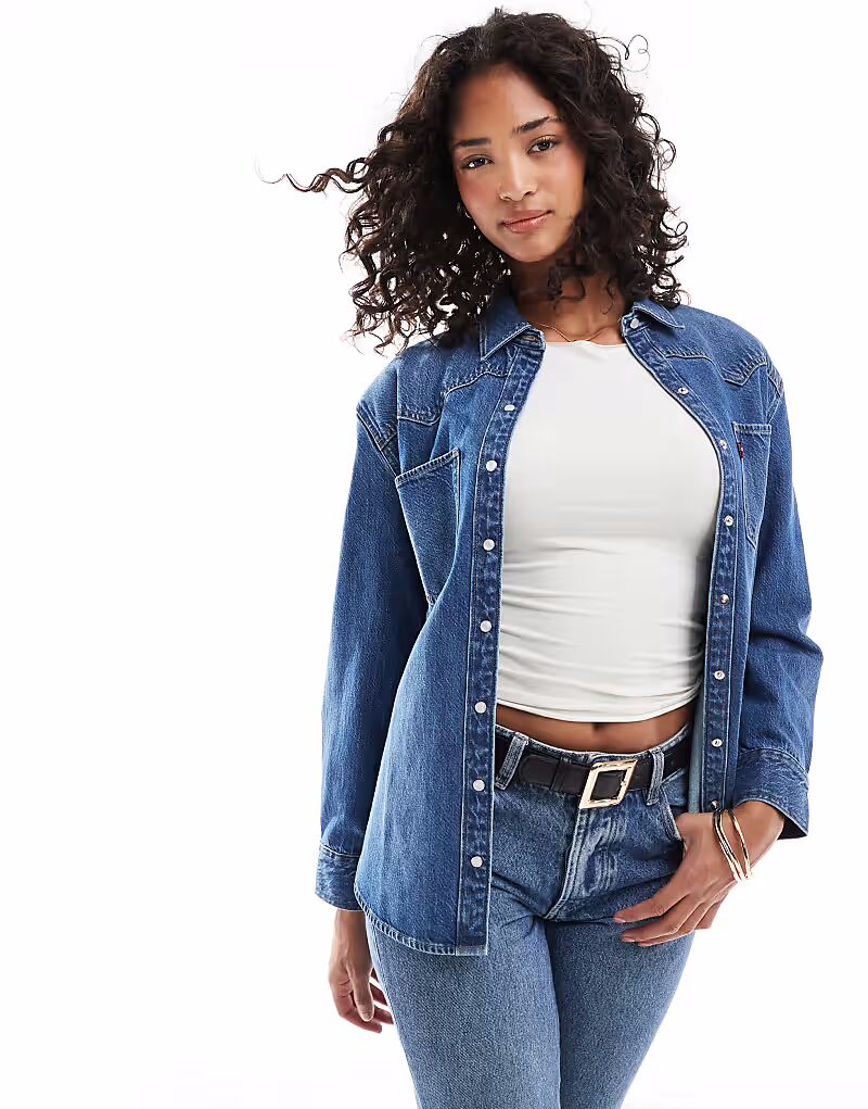 

Рубашка в стиле вестерн Levi's Teodora Denim темно-синего цвета