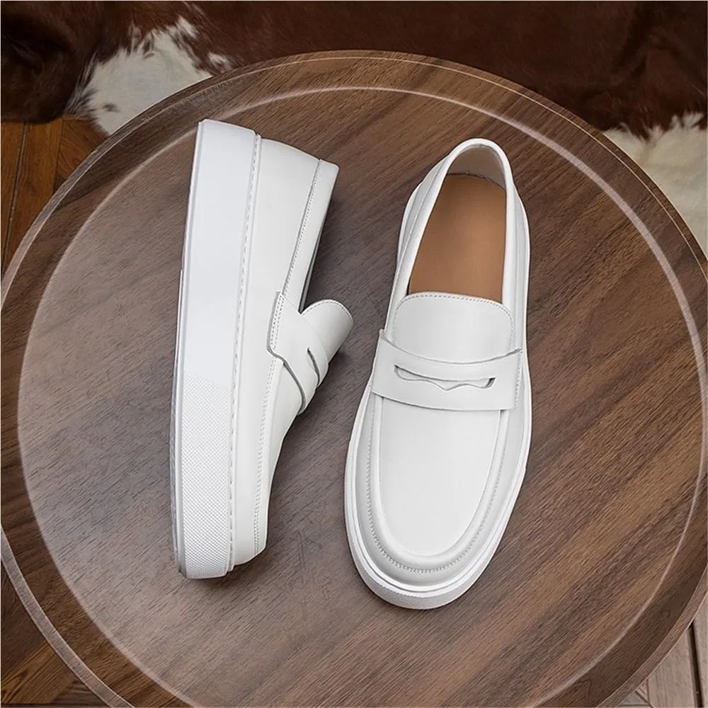 Лоферы мужские кожаные белые, Oxfords, White DHFIRUFSHLO — фото 4