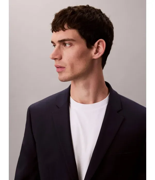 Элегантный шерстяной жакет slim fit Calvin Klein, темно-синий — фото 4