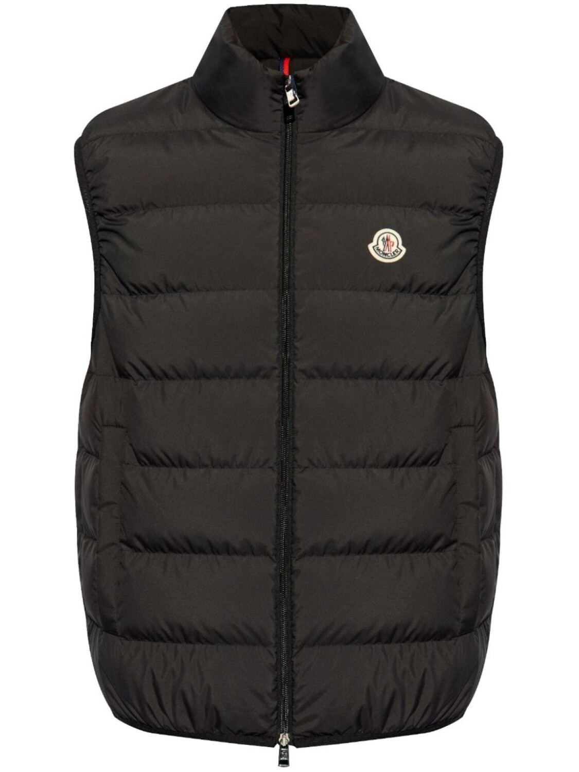 

Moncler нашивка с логотипом на воротнике-стойке, черный
