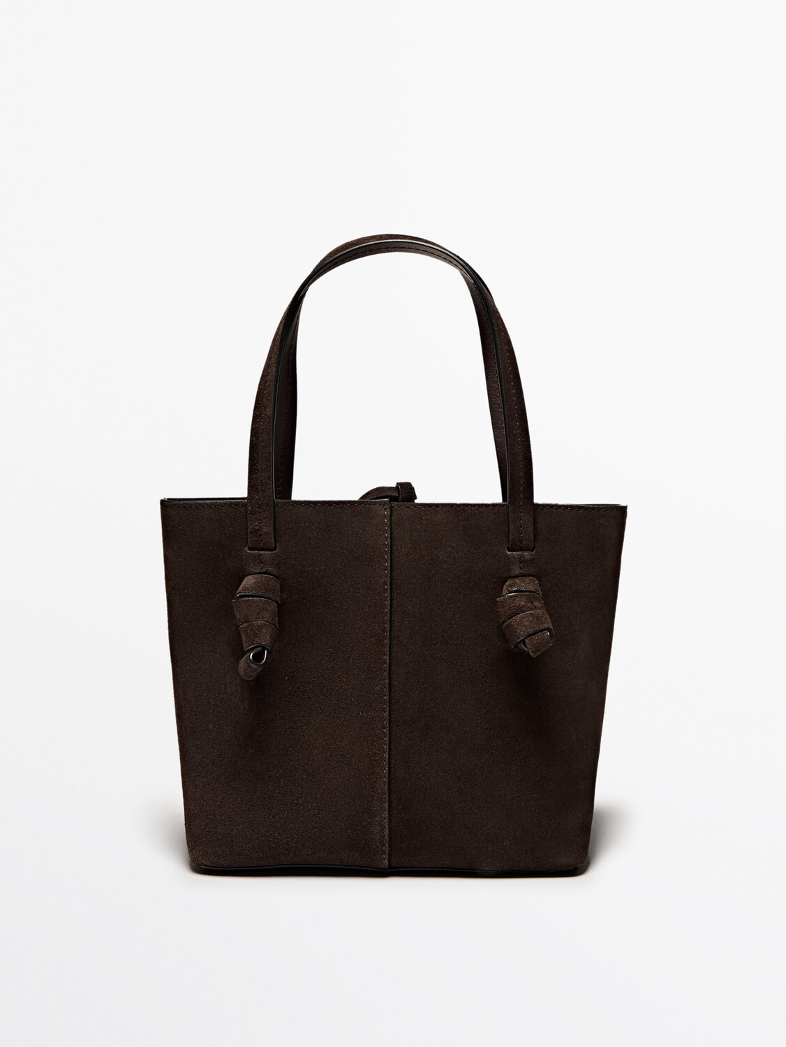 

Мини-Сумка-Ведро из кожи наппа Massimo Dutti, коричневый