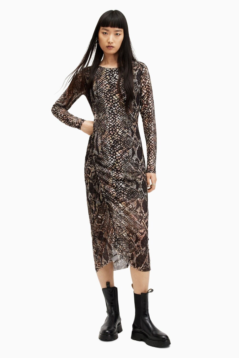 

Платье Allsaints nora waimea с длинными рукавами All Saints, черный