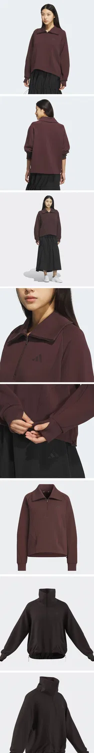 Женский свитшот с короткой молнией Soft Lux цвета Shadow Brown от Adidas — фото 4