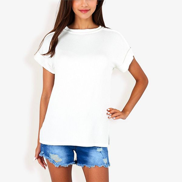 

Женская полосатая блузка с круглым вырезом и короткими рукавами Anna-Kaci, White