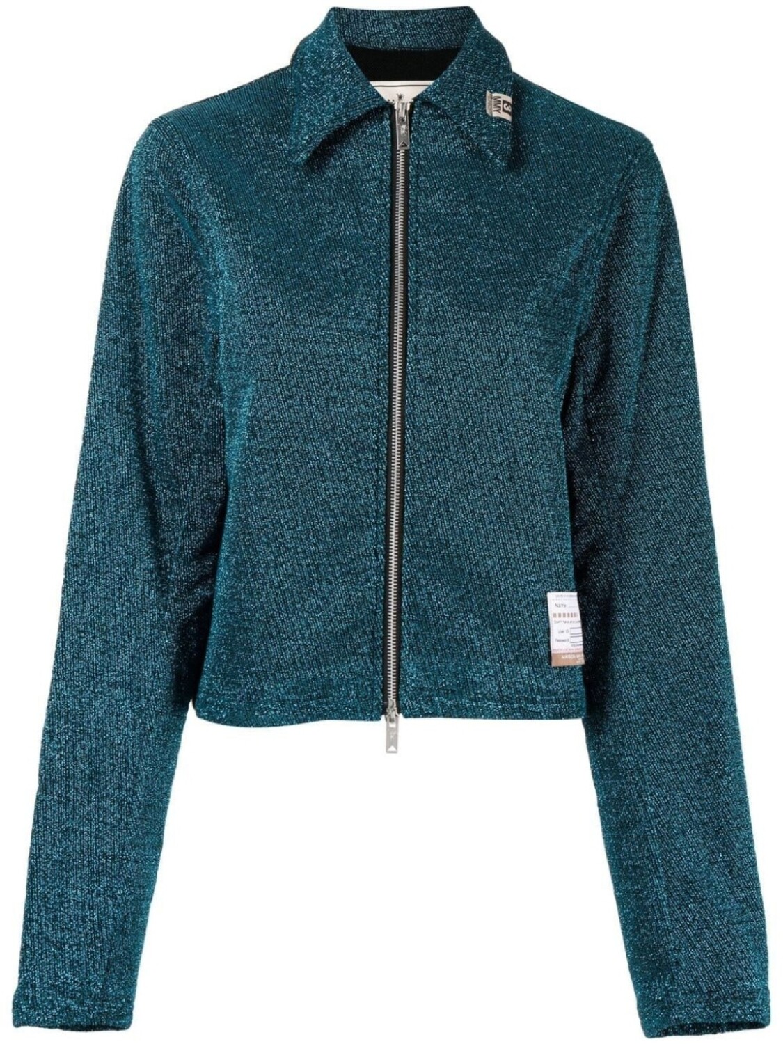 

Maison Mihara Yasuhiro куртка-рубашка на молнии с нашивкой-логотипом, синий