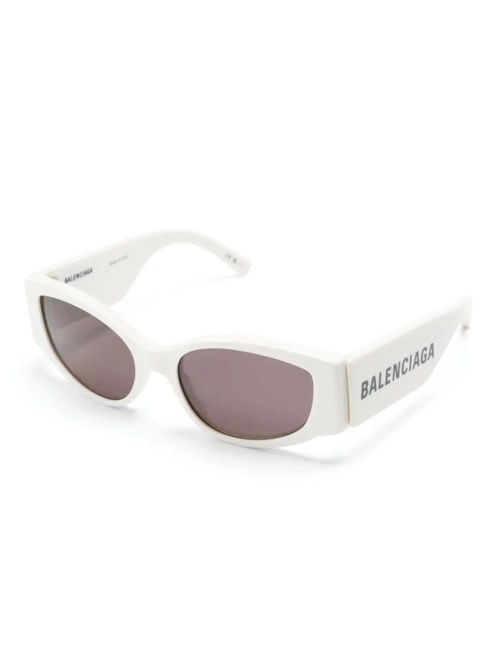 Солнцезащитные очки в овальной оправе с логотипом Balenciaga Eyewear, белый — фото 2