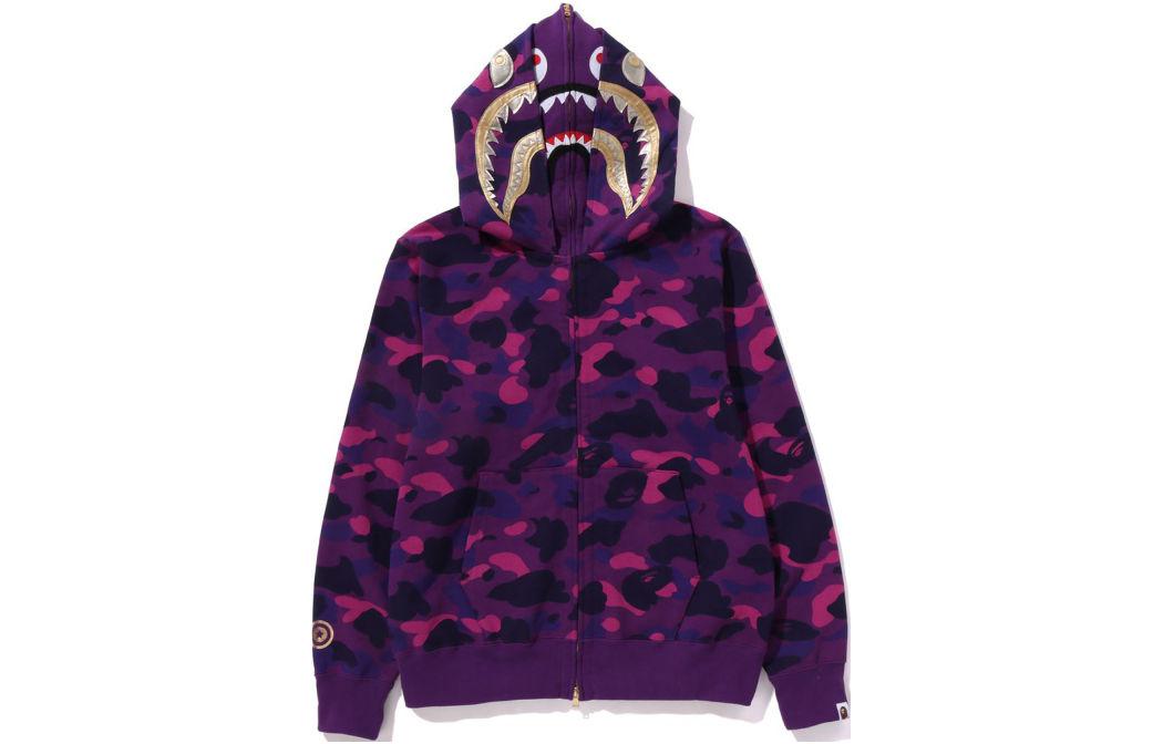 

Bape Color Camo Double Shark худи с молнией SS24 A BATHING APE, фиолетовый