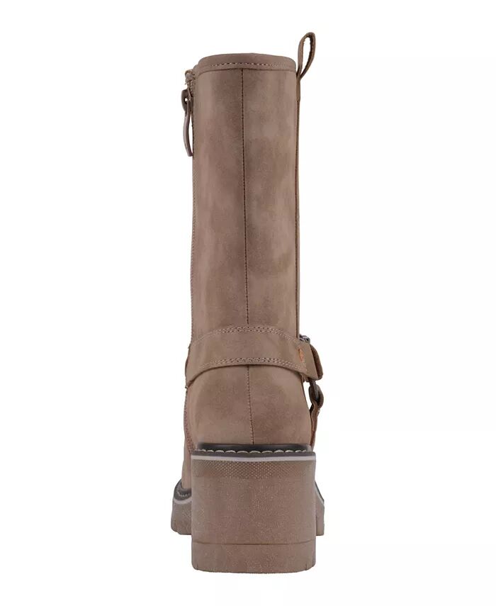 Женские сапоги Knox Buckle Lug Sole Block Heel до середины голени GC Shoes, коричневый/бежевый — фото 3