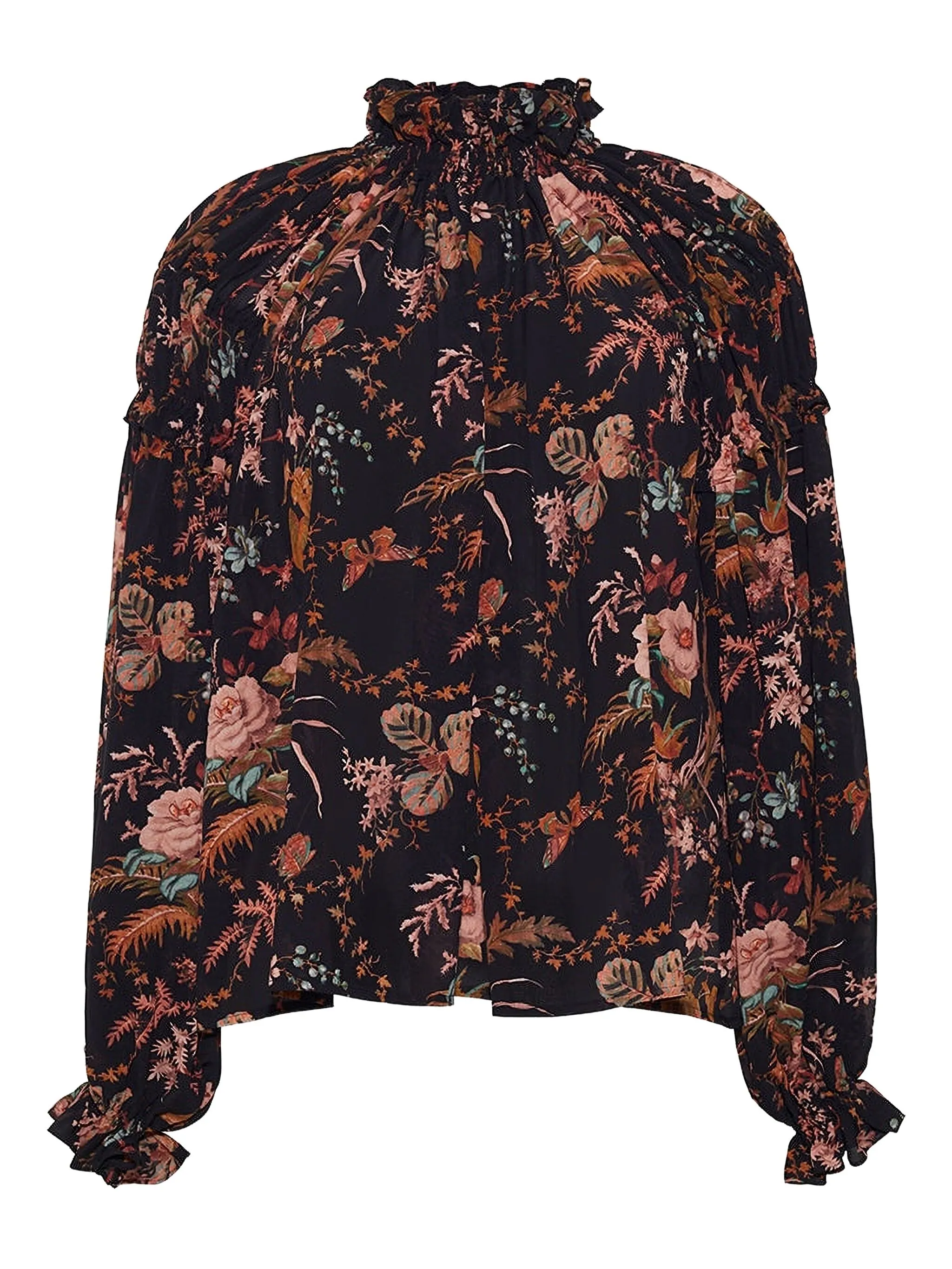 

Блузка Ipanema с высоким воротником и цветочным принтом Cara Cara, черный