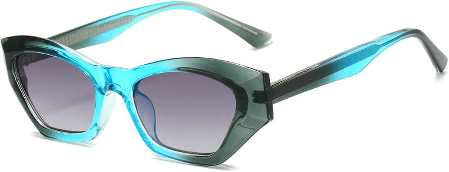 

COTIA Модные солнцезащитные очки в форме кошачьего глаза с многоугольным оправой, двухцветные, в стиле ретро, ​​с градиентным покрытием из TR90, солнцезащитные очки для мужчин с защитой от УФ-излучения UV400, Blue Green