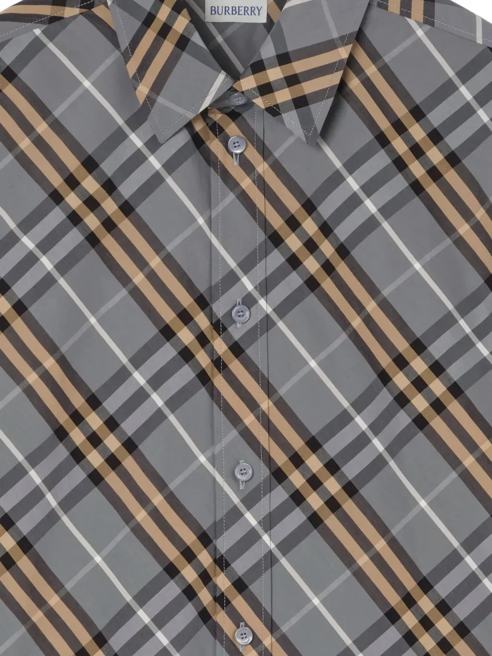 Рубашка Burberry хлопковая в клетку, стандартный крой, серый — фото 2