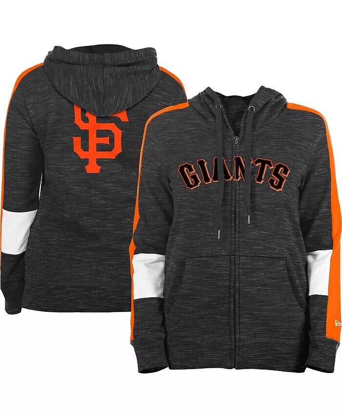 

Женская черная толстовка с молнией во всю длину и цветными блоками San Francisco Giants New Era
