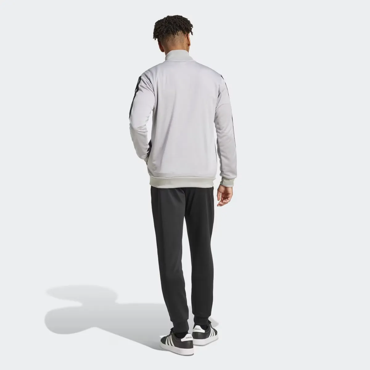 Мужская спортивная одежда Базовая французская махра 3 полоски Adidas Спортивный костюм, серый — фото 2
