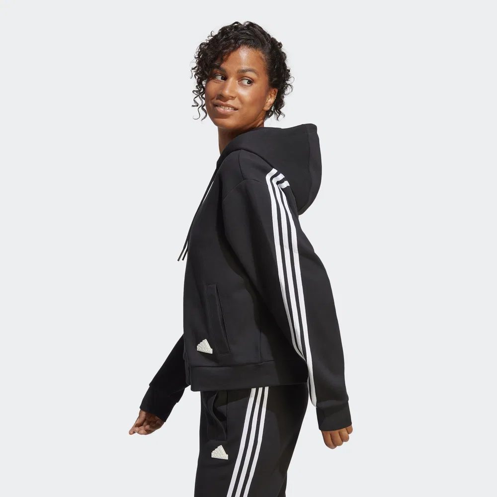 Женская худи на молнии Adidas Future Icons 3S чёрная — фото 3