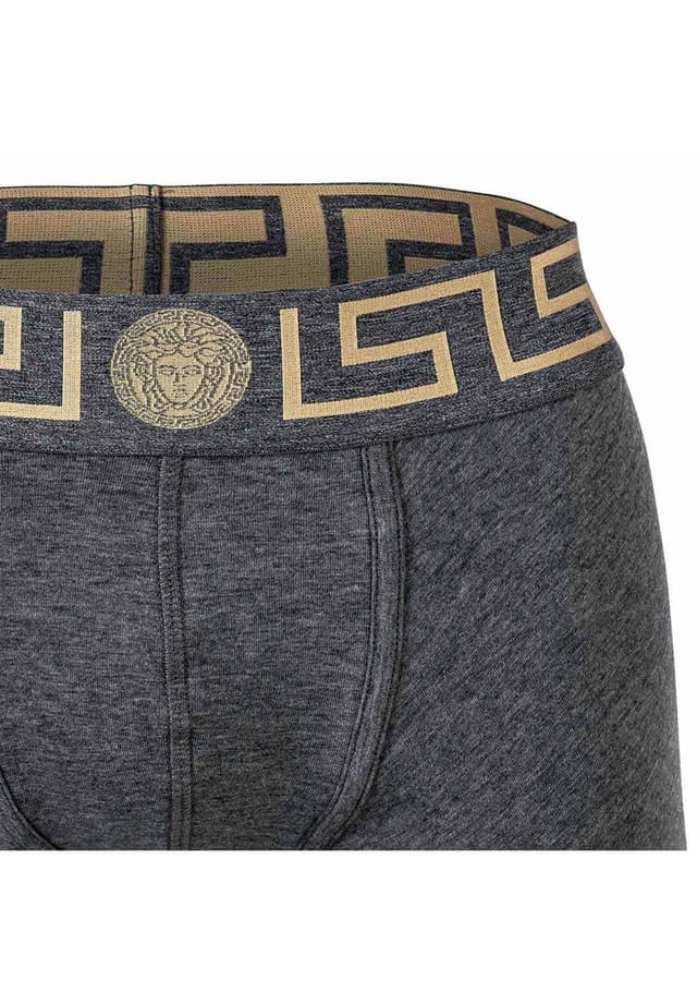 Плавки - шорты-боксеры топика стрейч хлопок однотонные Versace, серый — фото 3