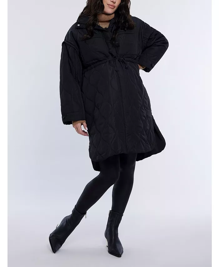 

Женская стеганая куртка-пуховик с застежкой-молнией и длинными рукавами – Motherhood Maternity, черный