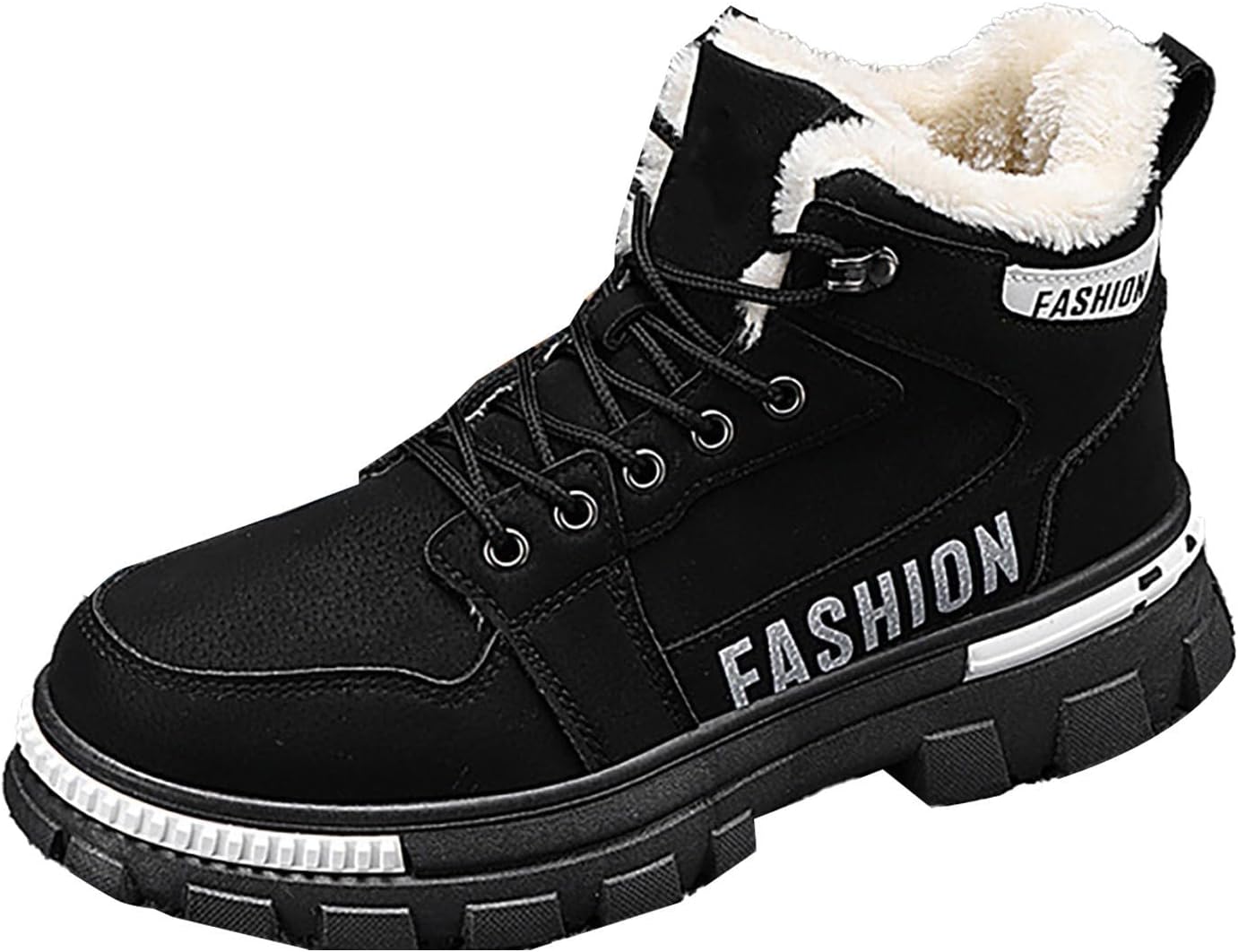 

Мужские походные ботинки водонепроницаемые легкие теплые с меховой подкладкой шнуровка средней высоты ботинки для снега для походов, кемпинга и трекинга Generic, черный