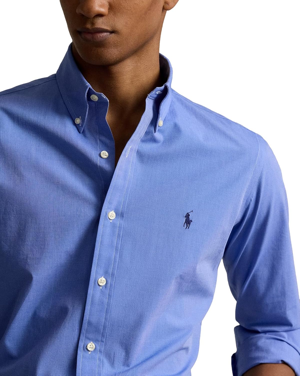 POLO RALPH LAUREN Мужская классическая рубашка Poplin Sport, Blue End On End — фото 4