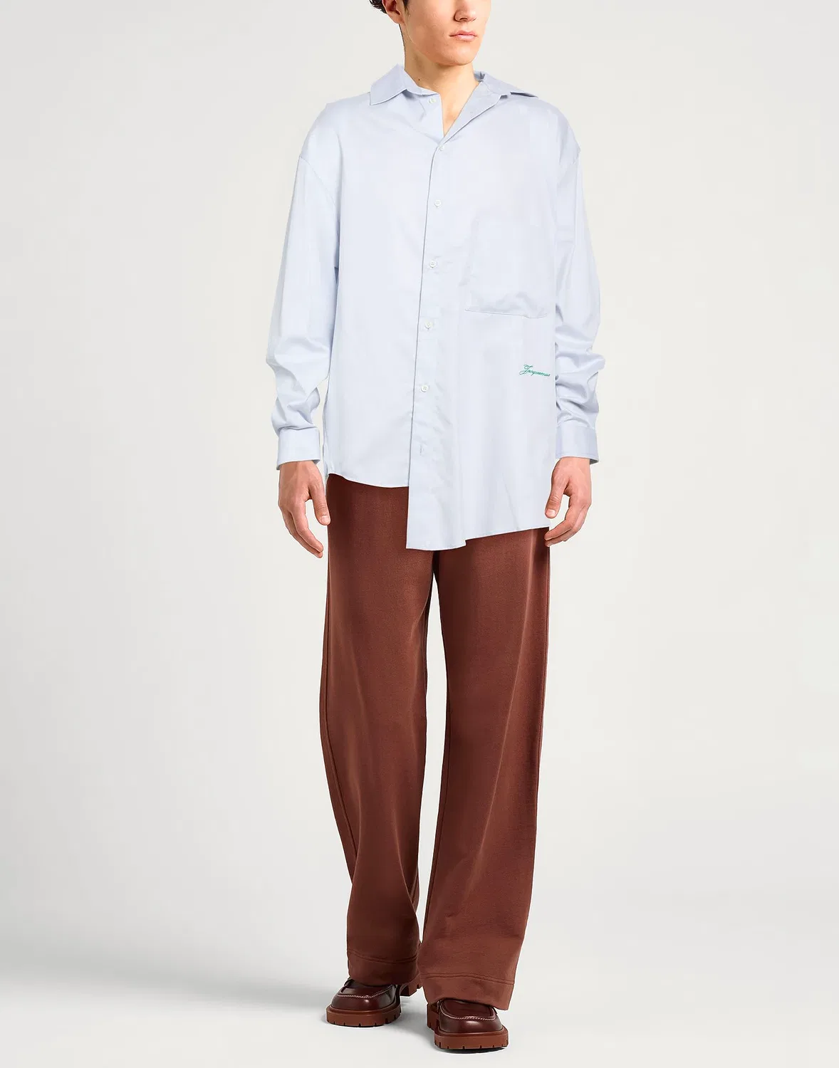 Рубашка из жаккарда с вышивкой JACQUEMUS светло-серая — фото 2
