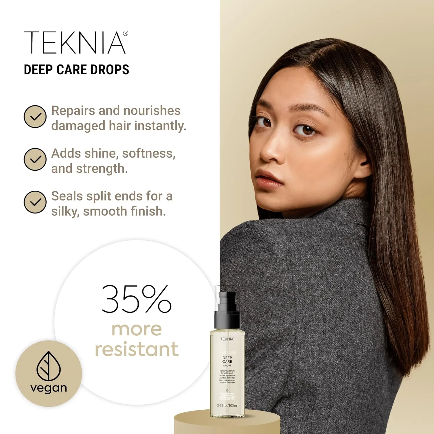LAKMÉ Teknia Deep Care Hair Drops, восстанавливающая сыворотка для поврежденных волос, сыворотка для секущихся кончиков, 3,5 жидких унции — фото 4
