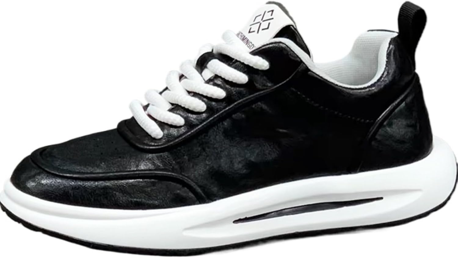 

Мужские модные теннисные кроссовки, кожаные кеды, стильные повседневные тканевые обувь с потайным каблуком, нюдовый стиль, шнуровка, удобные и легкие, подходят для прогулок, вождения и работы Houdbdol, черный