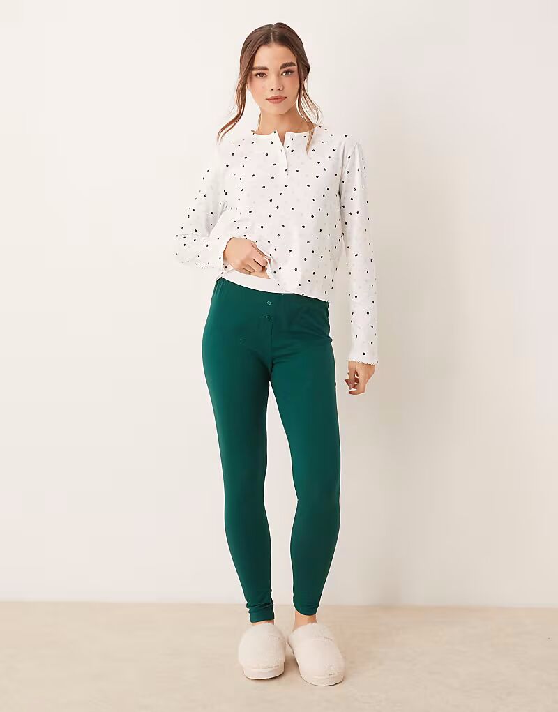 

Леггинсы ASOS DESIGN Mix & Match с открытым поясом зеленого цвета