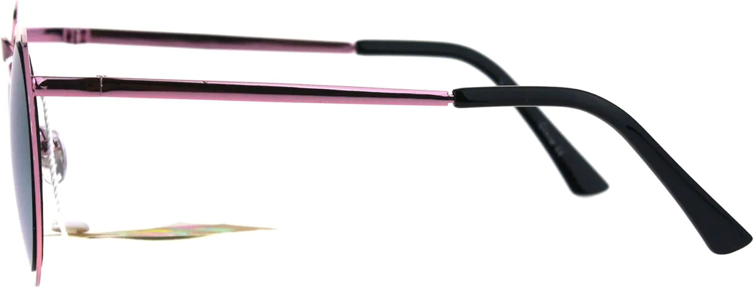 

Женские солнцезащитные очки JuicyOrange круглой формы «кошачий глаз» с металлической оправой и зеркальными линзами, защита от УФ-излучения UV 400, Pink (Pink Mirror)