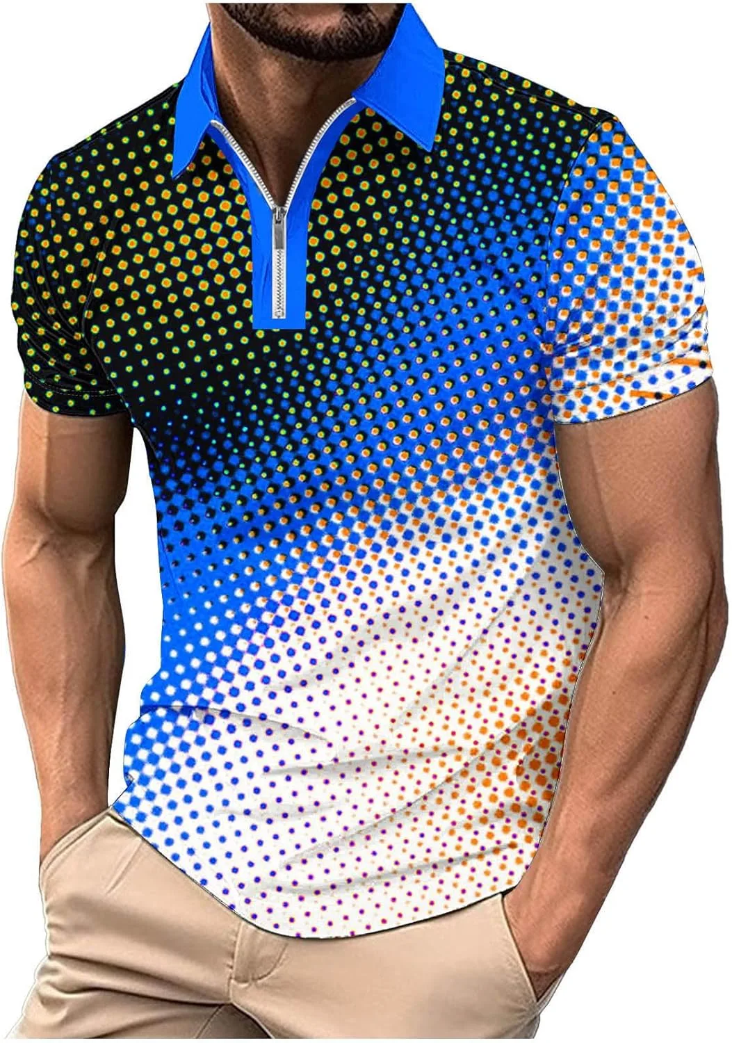 

Футболка с принтом и молнией на четверть