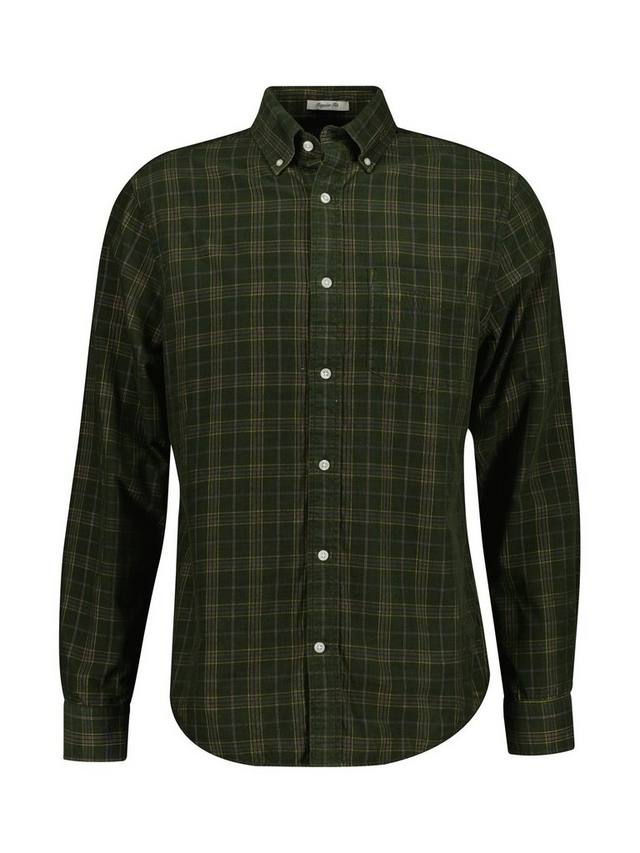 

Хлопковая рубашка Regular Fit в клетку из вельвета GANT, Country Green
