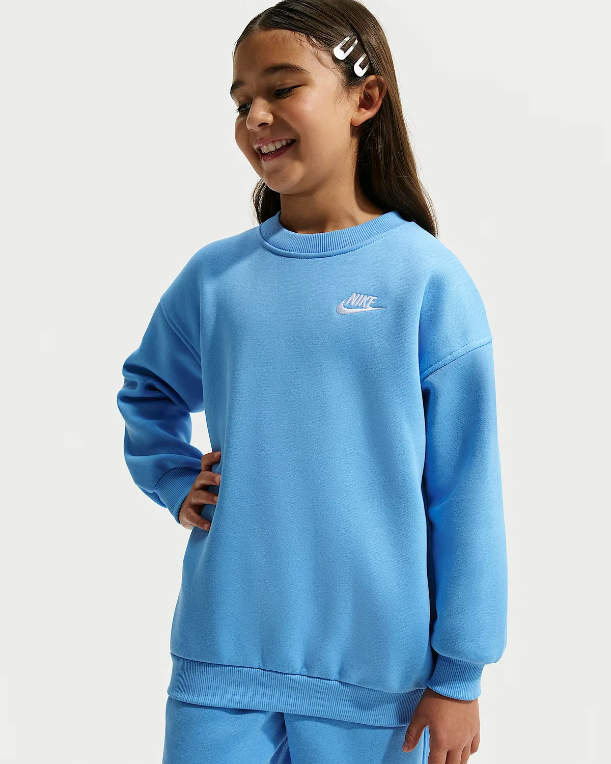 Детская увеличенная толстовка Nike Sportswear Club Fleece, University Blue/University Blue/White