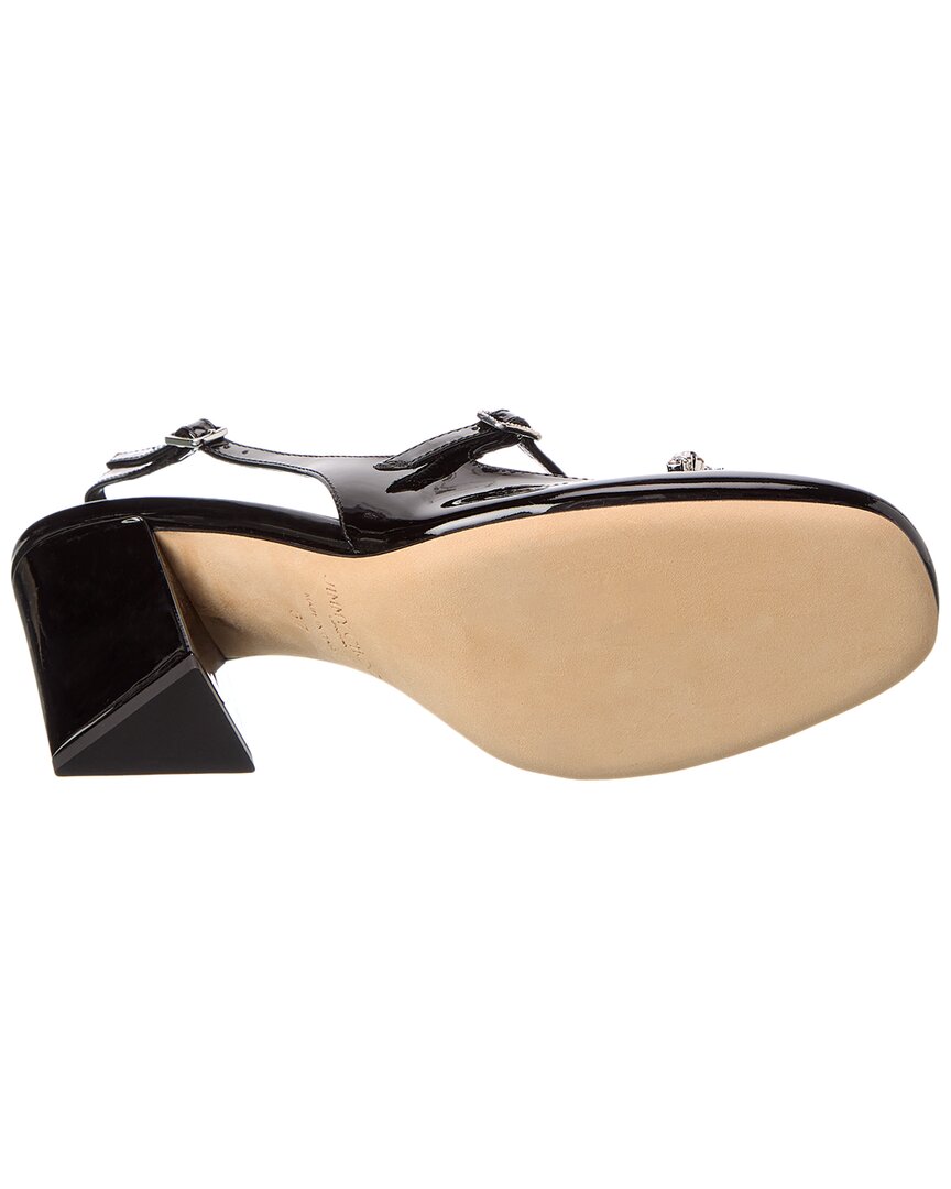 Патентованные туфли-лодочки Jimmy Choo Belinda 70 с ремешком на пятке, черный — фото 4